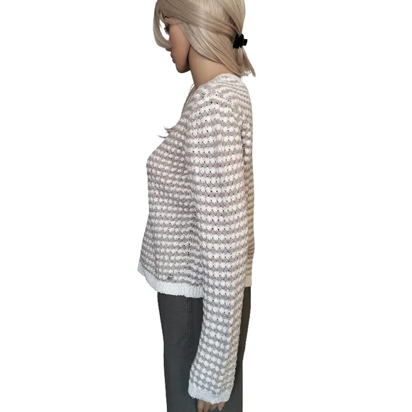 DKNY Jeans Cream and White Knit Sweater - Picture 4 of 9